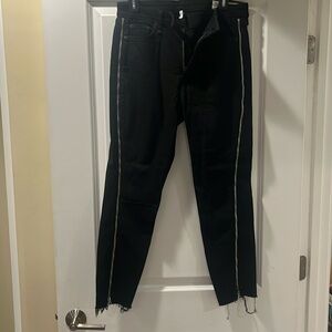 Rag and bone black jeans with zipper up the side